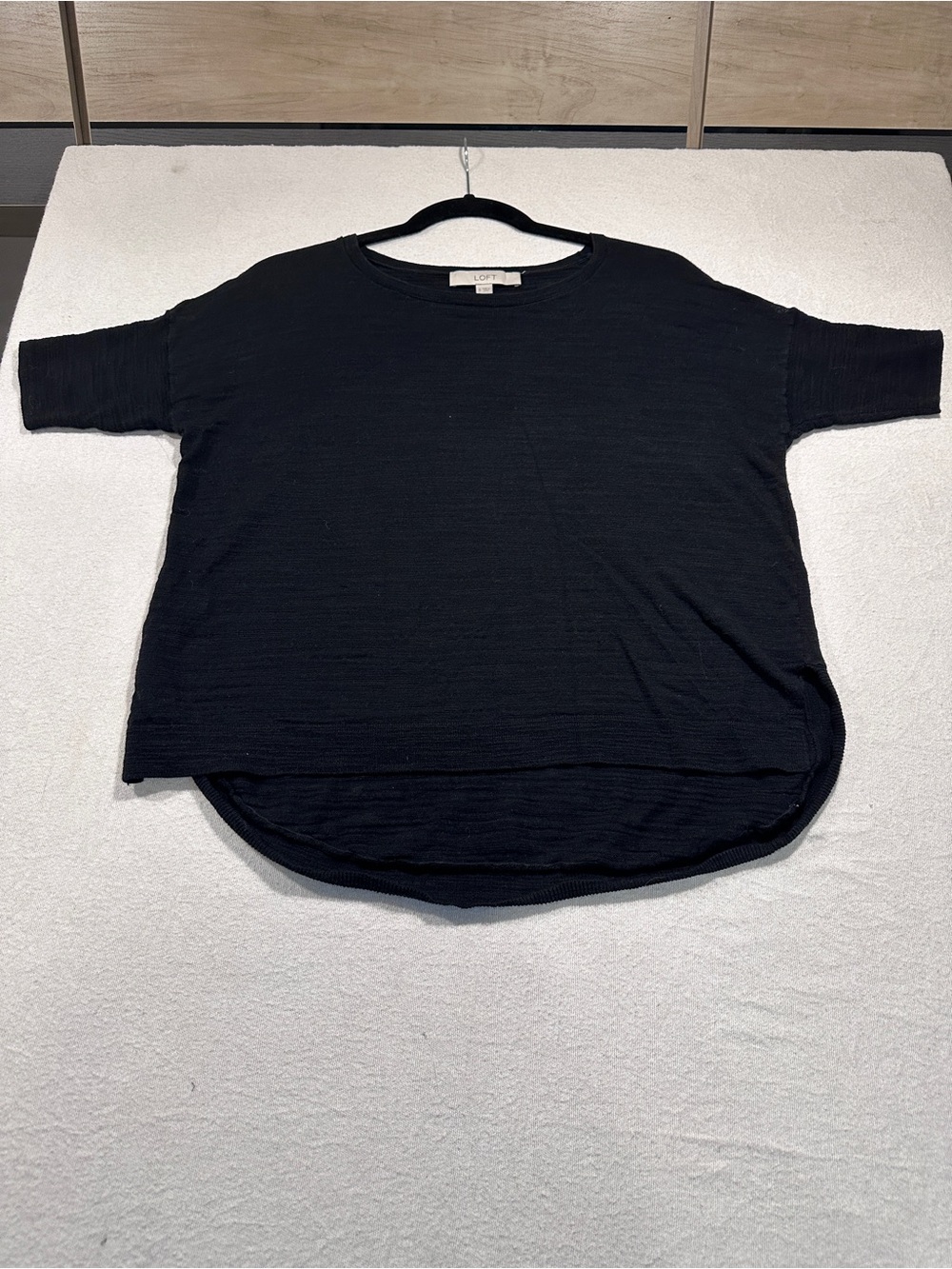 LOFT Black Boxy Crewneck Short Sleeve Top